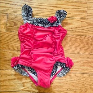 Pink and leopard print toddler swimsuit size 2t